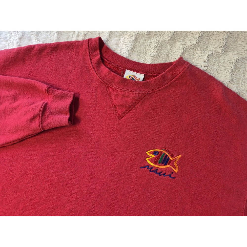 Vintage Maui Hawaii Fish Embroidered CrewNeck Sweatshirt Adult XL Sgt Leisure